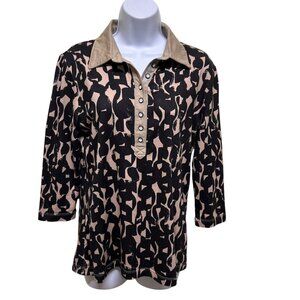 Spanner Golf Tan Black Pattern Long Sleeve Shirt Size S Sporty Vibe